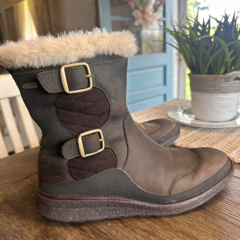 Merrell‎ Waterproof Leather Tremblant Ezra Zip Polar-Espresso Womens Size 7